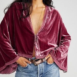 Large Free people Velvet Cardigan top